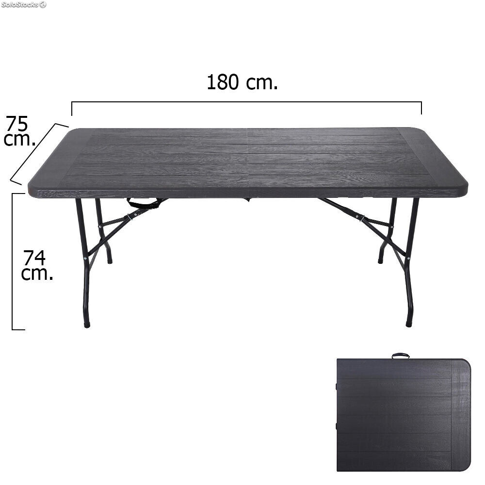 Mesa plegable rectangular multifuncional, portatil, resistente,multiusos  180x75x74 cm. color marron