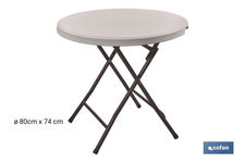 Mesa plegable redonda de color blanco | Peso máximo: 120 kg | Adecuado para 6