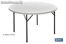 Mesa plegable redonda de color blanco | Peso máximo: 150 kg | Adecuado para 8