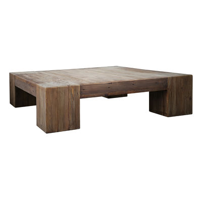 Mesa quadrada baixa de madeira de pinho