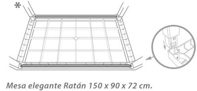 Mesa rectangular en rattan blanca 150 cm - Foto 4