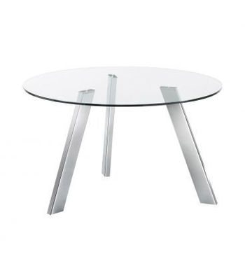 mesa redonda com pés de aço cromado. sobre vidro temperado. 75x130x130 cm