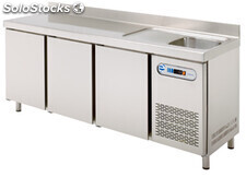 Mesa refrigerada gastronorm con fregadero fondo 700 mm serie gn 1/1 nacional