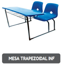 Mesa trapezoidal inf con sillas