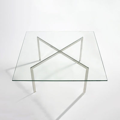 Mesas de centro de vidro do meio do século com pernas em X de aço inoxidável - Foto 3