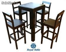 Mesas y sillas periqueras de madera color chocolate -5piezas- Royal table
