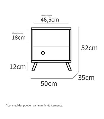 Mesita Camila en acabado de color roble, 52 cm(alto)50 cm(ancho)35 cm(fondo) - Foto 3