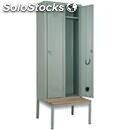 Metal locker on bench - mod. ext 65/80/p2 - single unit structure with doors -