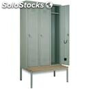 Metal locker on bench - mod. ext 65/80/p3 - single unit structure with doors -