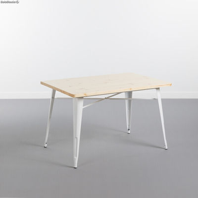 Metall/Holz Tisch stark weiß 120X80CM thinia home