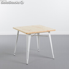 Metall/Holz Tisch stark weiß 80X80CM thinia home