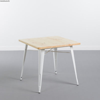 Metall/Holz Tisch stark weiß 80X80CM thinia home