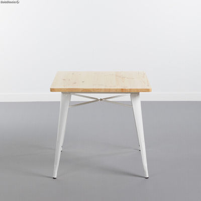 Metall/Holz Tisch stark weiß 80X80CM thinia home - Foto 2