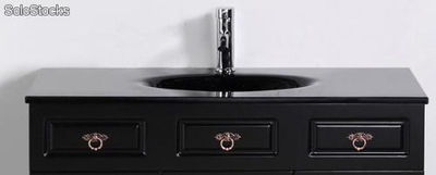 Meuble salle de bain dark Vasque en Design Noir (Rangement 1m) - Photo 2