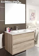 Meuble salle de bain suspendu SR 80x45cm avec deux tiroirs + vasque en céramique