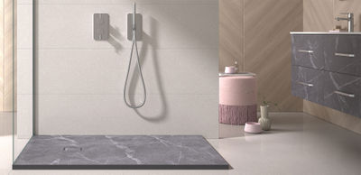 Meuble sous vasque effet marbre gris pour receveur de douche marbre gris - Photo 5