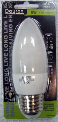 Micro lâmpada de poupança de vela t2. 9w. e-27. (6400k)