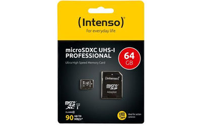 MicroSDHC 64GB Intenso Professional CL10 uhs-i +Adapter Blister