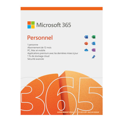 Microsoft 365 Personnel Licence 1 utilisateur pour 1 PC - Abonnement de 12 mois