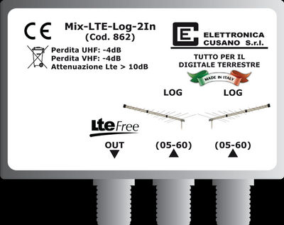 Miscelatore da Palo con 2 Ingressi LOG con Filtro Lte - Mix-LTE-Log-2In