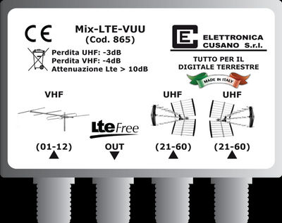 Miscelatore da Palo con Ingressi VUU con Filtro Lte - Mix-LTE-VU