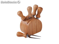Mk Bamboo toulouse - 5 Cheese Knives with Holder