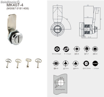 MK407-4 Cerradura Seguridad de Cuarto de Vuelta Gabinete