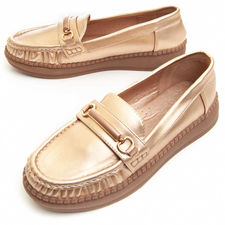 Mocasin Comodo Para Mujer Color Dorado Talla 35