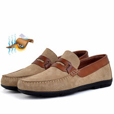 Mocassin homme confortables 100% cuir beige-tabac