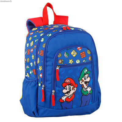 Mochila Escolar SuperMario Mario y Luigi Doble Compartimento Adaptable a carro