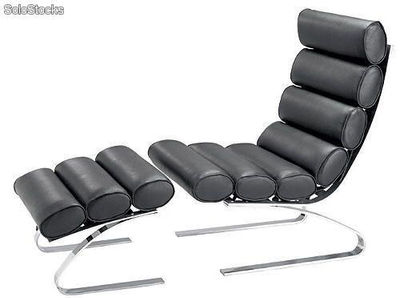 Moderno Sillon Relax de diseño en piel color Negro.