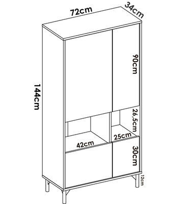 Modulo alto cuatro puertas para salon o cocina Duna I en Nordic-Grafito 143,6 - Foto 4