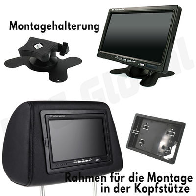 Monitor tft 7 Zoll für Rückfahrkamera Auto Bus lkw Landmaschine 12V/24V DVD 2xAV - Foto 5