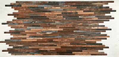 Mosaico muro madera multicolor rojizo - Foto 3