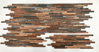 Mosaico muro madera multicolor rojizo - Foto 4