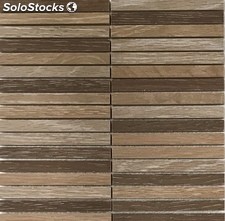 Mosaico tiras madera tonos calidos (natural roble y nogal)