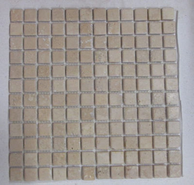 Mosaico travertino clasico 2,2x2,2 en malla de 30x30