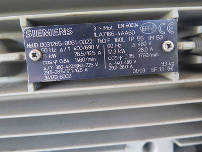 Motor de patas Siemens 15 Kw