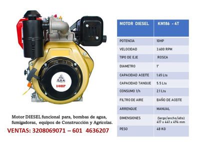 Motor diesel 10HP/ 3.600RPM