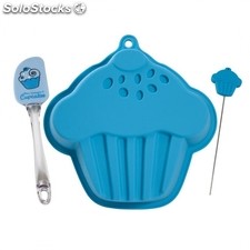Moule à gateau en silicone - forme cupcake - avec spatule et testeur
