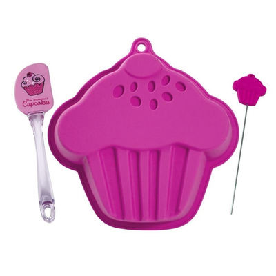 Moule à gateau en silicone - forme cupcake - avec spatule et testeur - Photo 3