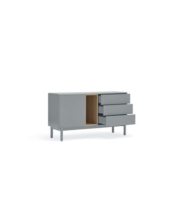Mueble aparador para comedor modelo Corvo 1 puerta 3 cajones acabado gris perla, - Foto 5