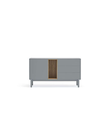 Mueble aparador para comedor modelo Corvo 1 puerta 3 cajones acabado gris perla, - Foto 3
