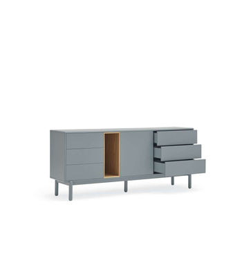 Mueble aparador para comedor modelo Corvo 1 puerta 6 cajones acabado gris perla, - Foto 3