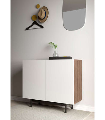 Mueble auxiliar 2 puertas abatibles modelo 601-1 acabado en nogal/blanco. 78 cm - Foto 2