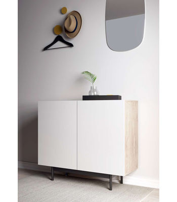 Mueble auxiliar 2 puertas abatibles modelo 601-1 acabado en roble/blanco. 78 cm - Foto 3