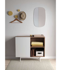 Mueble auxiliar modelo 601-2 acabado en nogal/blanco. 78 cm (alto) x 90 cm