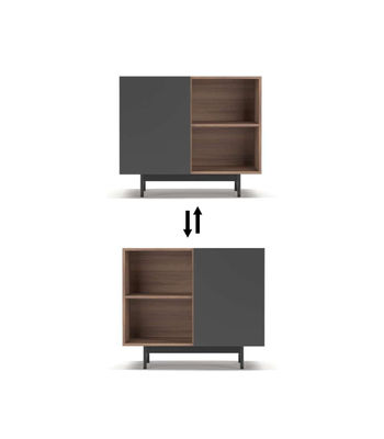 Mueble auxiliar modelo 601-2 acabado en nogal/grafito. 78 cm (alto) x 90 cm - Foto 2