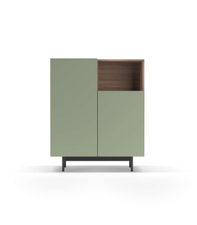 Mueble auxiliar modelo-602-1 acabado nogal/verde, 110 cm (alto) x 90 cm (ancho)