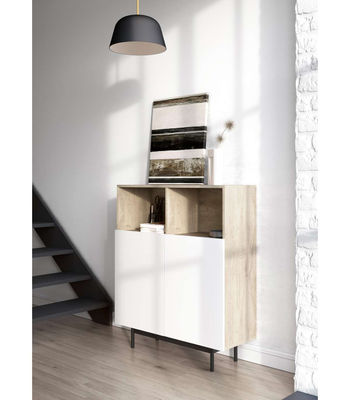 Mueble auxiliar modelo-602-2 acabado roble/blanco, 110 cm (alto) x 90 cm (ancho) - Foto 3